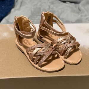 jumping beans Rose Gold Glitter Strappy Sandals for Girls